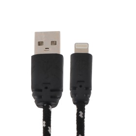 Кабель LuazON, Lightning - USB, 1 А, 2 м, оплётка нейлон, чёрный