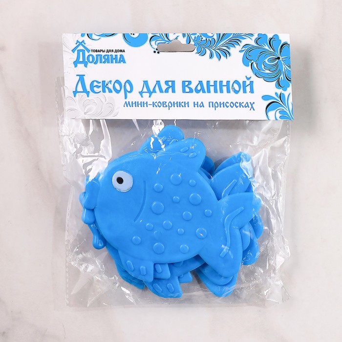 Мини-коврики для ванны "Рыбка", 6 шт, цвет МИКС