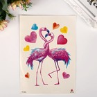 Татуировка на тело цветная "Влюблённые фламинго" 21х15 см - фото 683900