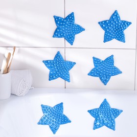 Набор мини-ковриков для ванны Доляна «Звезда», 10×10 см, 6 шт, цвет МИКС