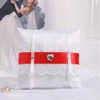Cushion for rings of "Celebration", white-red Cushion for rings of "Celebration", white-red