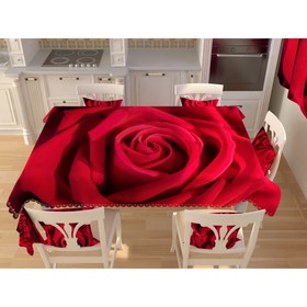 Фотоскатерть «Открытие бордовой розы», размер 145 × 145 см, габардин