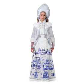 Карнавальный костюм "Лазурная Снегурочка", платье, кокошник, р. 44, рост 164 см, цвет белый