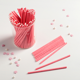 Палочки для кейкпопсов, 10×0,3 см, в наборе 100 шт, цвет розовый