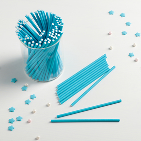 Палочки для кейкпопсов, 10×0,3 см, в наборе 100 шт, цвет синий