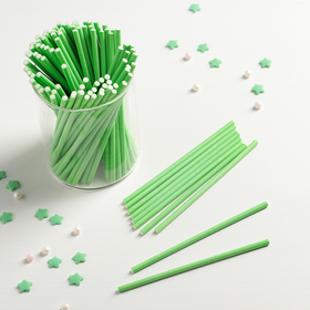 Палочки для кейкпопсов, 100 шт, 10x0,2 см, цвет зелёный