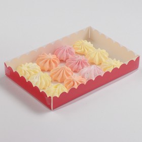 Коробочка для печенья с PVC крышкой, красная, 22 х 15 х 3 см