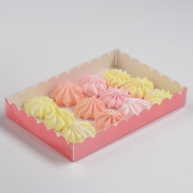 Коробочка для печенья с PVC крышкой, коралловый, 22 х 15 х 3 см