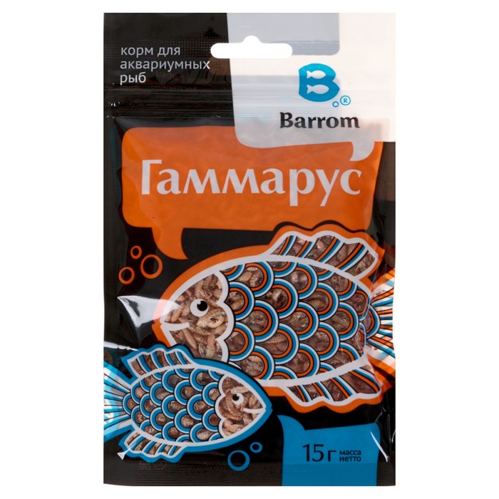 Корм для рыб и черепах Barrom Гаммарус, тушка, 15 г (2 шт)