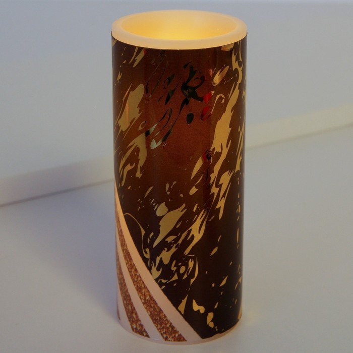 Электронная свеча «Черное с золотом», 5 х 12.5 см