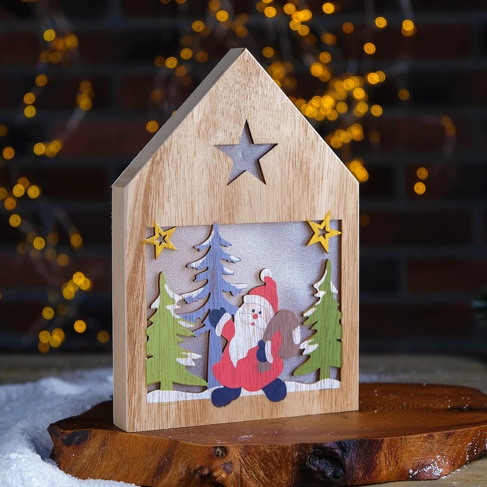 Декор с подсветкой «Дед Мороз с подарками» 2,2×15,5×22 см