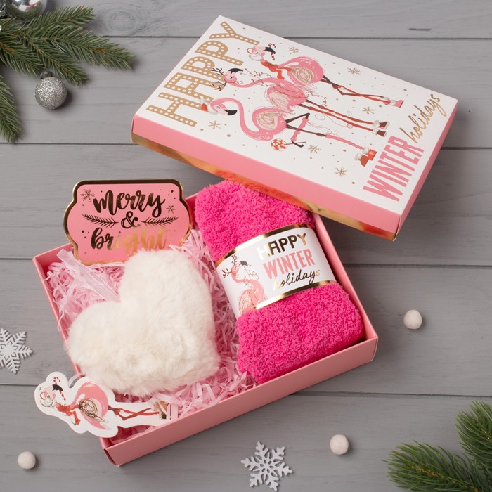 Подарочный набор KAFTAN «Новый год: Pink holidays» носки р, 36-39 (23-25 см), ёлочная игрушка - фото 799047757