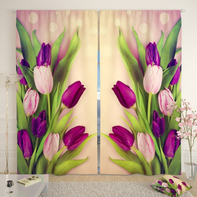 Фотошторы «Праздничные тюльпаны», размер 145 х 260 см, блэкаут