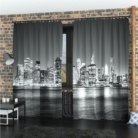 Фотошторы «Черно-белый Манхеттен», размер 145 х 260 см, блэкаут