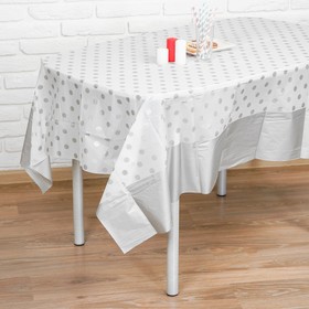Tablecloth polka dot 137x182 cm, color silver