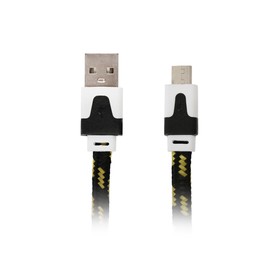 Кабель Ritmix RCC-211, micro USB-USB, тканевая оплетка, 1 м, черный