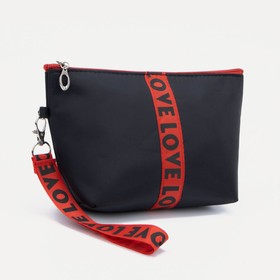 Косметичка-сумочка, отдел на молнии, с ручкой, цвет чёрный/красный