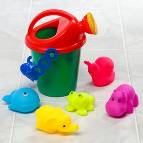 Набор для купания: лейка + игрушки 5шт, виды и цвет МИКС
