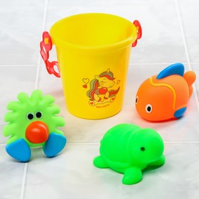 Набор для купания: ведерко + игрушки 3шт, виды и цвет МИКС
