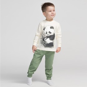 Пижама для мальчика, цвет молочный/зелёный, рост 134-68
