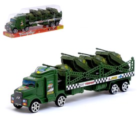 Грузовик инерционный «Военный автовоз» с 4 танками