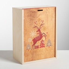 Ящик подарочный деревянный «Счастья и любви в Новом Году», 20 × 30 × 12 см