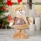 Мягкая игрушка "Снеговик в пайетках" стоит, 15х41 см (в сложенном виде 30 см), коричневый - фото 107090195