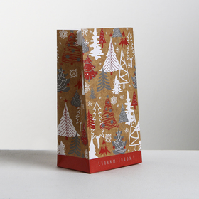 Пакет без ручек «Новогодние ёлки», 10 × 19.5 × 7 см