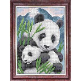 Ткань-схема на габардине для вышивки бисером и крестом «Мамы и их зверята. Панды»