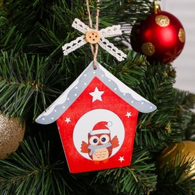 Christmas pendant "Owl in the house" MIX