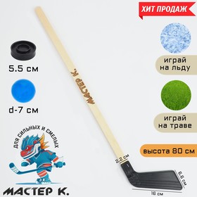 Клюшка 80 см, с шайбой 5.5 х 1.5 см "Мастер К" в Донецке