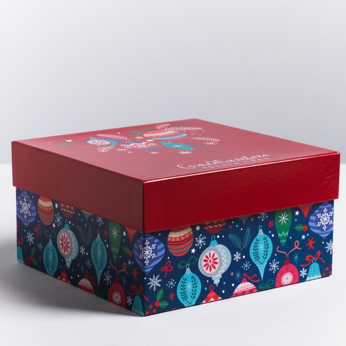 Подарочная коробка «Счастливого Нового года», 18 × 18 × 10 см - фото 1055815