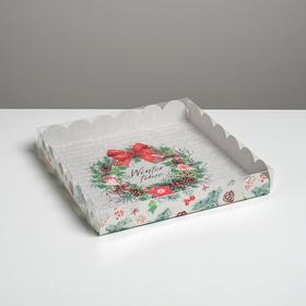 Коробка для кондитерских изделий с PVC крышкой Winter time, 21 × 21 × 3 см