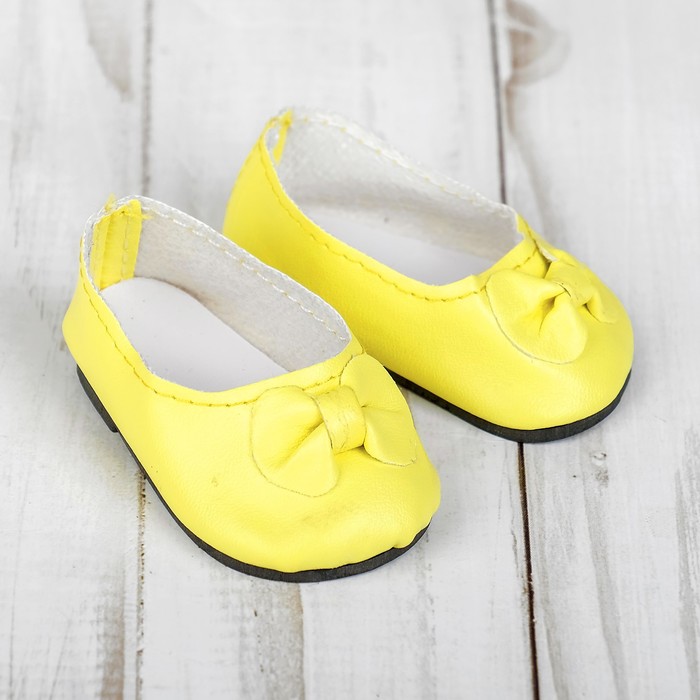 Туфли для куклы «Бантик», длина стопы: 7 см, цвет жёлтый - фото 702507