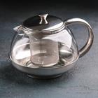 Чайник стеклянный заварочный «Металлик», 800 мл, с металлическим ситом - фото 49296