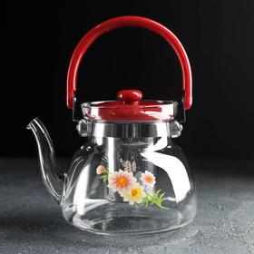 Чайник заварочный «Цветочная фантазия», с металлическим ситом, 1 л