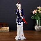 сувенир керамика под фарфор девушка с зонтиком в синем жакете 30*11*10 см - фото 8105301