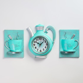 Часы настенные, серия: Кухня, "Чайный сервиз", 26.5 х 53 см