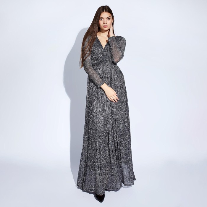 Платье женское MINAKU "Isabel", длинное, размер 46, цвет серебро - фото 798276328