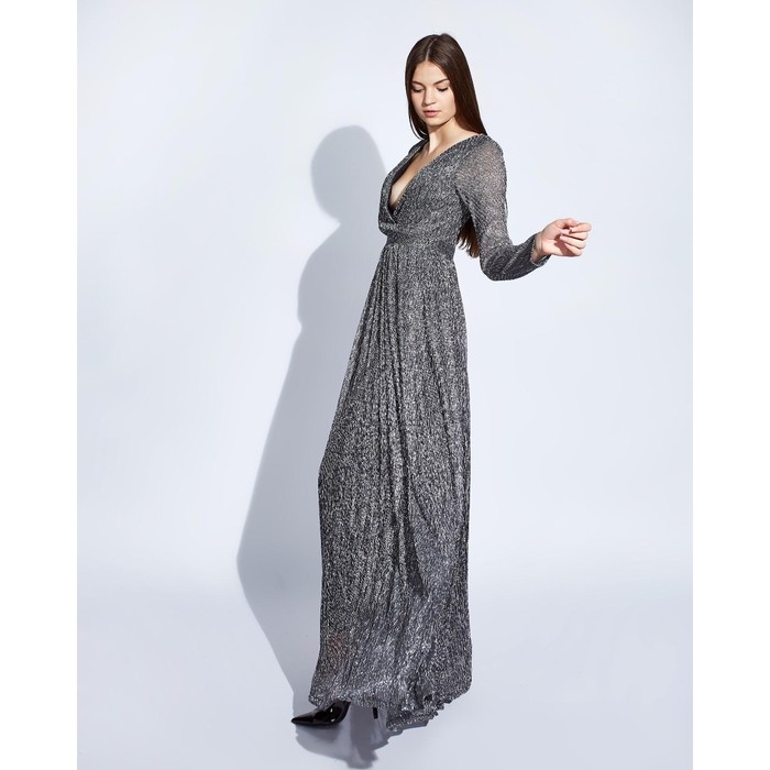 Платье женское MINAKU "Isabel", длинное, размер 46, цвет серебро - фото 798276326