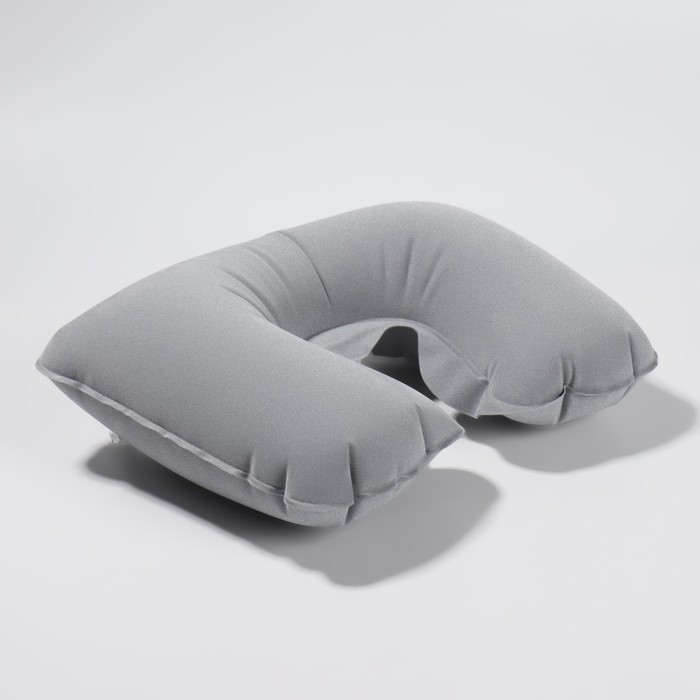 Подушка для шеи дорожная, надувная, 38 х 24см, цвет серый