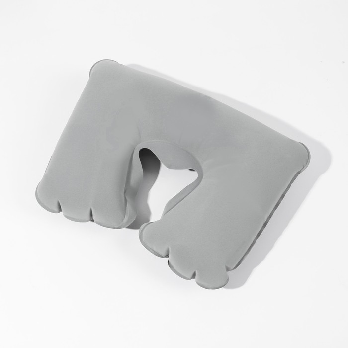 Подушка для шеи дорожная, надувная, 38 × 24 см, в коробке, цвет серый