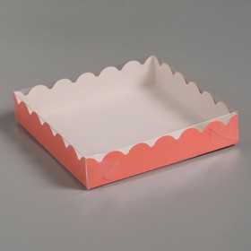Коробочка для печенья с PVC крышкой, красная, 15 х 15 х 3 см