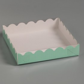 Коробочка для печенья с PVC крышкой, мятная, 15 х 15 х 3 см