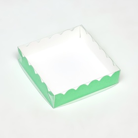 Коробочка для печенья с PVC крышкой, мятная, 12 х 12 х 3 см (10 шт)