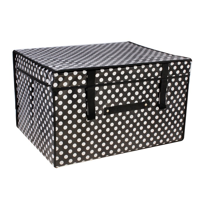 Короб для хранения «Горошек» с крышкой, 50 × 40 × 30 см, цвет чёрно-белый