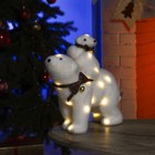 Светодиодная фигура «Медведица и медвежонок» 27 × 26 × 12 см, флок, батарейки ААх2 (не в комплекте), свечение тёплое белое - фото 552260