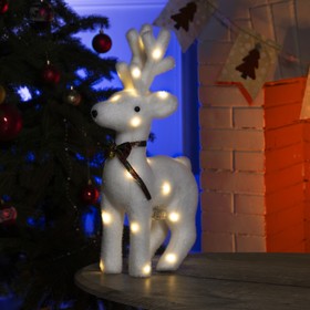 Фигура световая "Белый олень", 31 LED, 26х12х45 см, фиксинг, от батар. (не в компл)