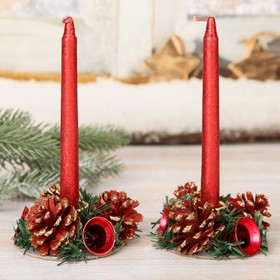 Набор свечей с подсвечником "Красные колокольчики" (набор 4 шт) 4*13,5*17 см в Донецке