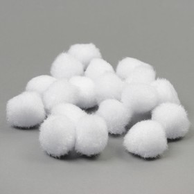Набор текстильных деталей для декора «Бомбошки» 18 шт. набор, размер 1 шт: 2,5 см, цвет белый